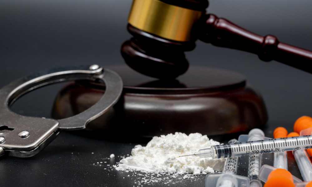 legal drug evidence on desk with documents Las Vegas drug possession defense